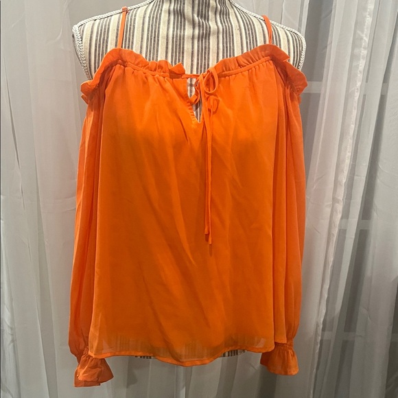 Orange Ruffle Strap Top - Picture 1 of 6